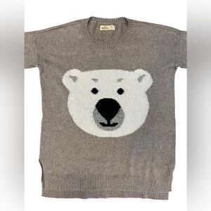 Hollister Cotton Blend Oatmeal Colour Sweater with Polar Bear Design Size M